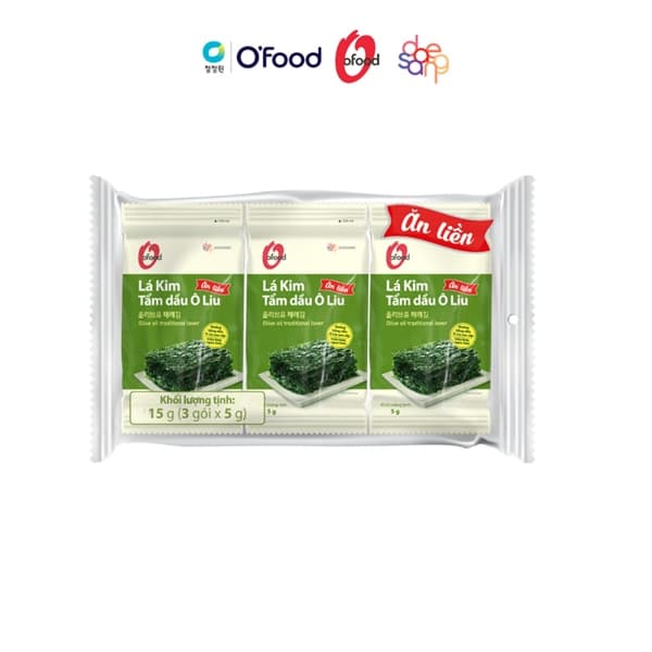 Lá kim tẩm dầu oliu O'food 15GR lốc 3 gói