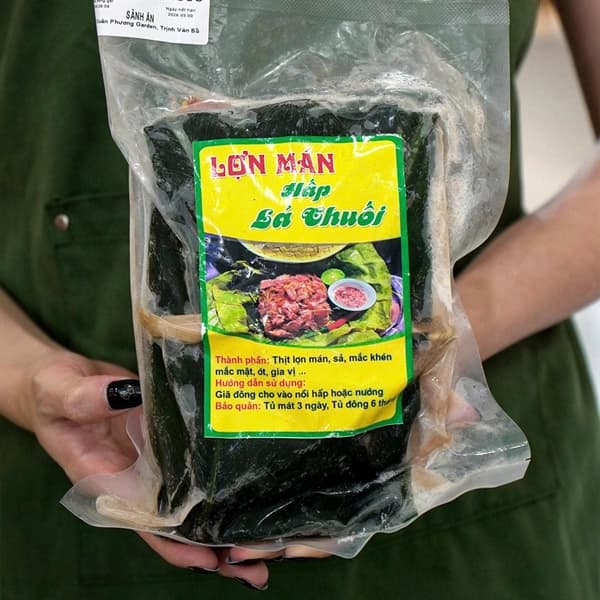 Thịt lợn mán gói lá chuối