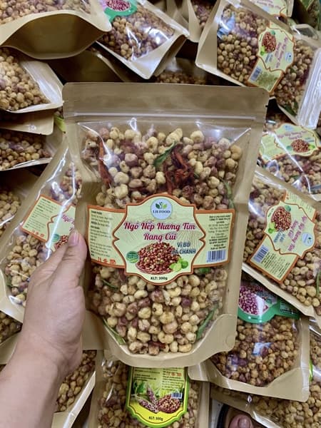 Ngô nếp tím sấy giòn mix thịt khô lá chanh 500g 2