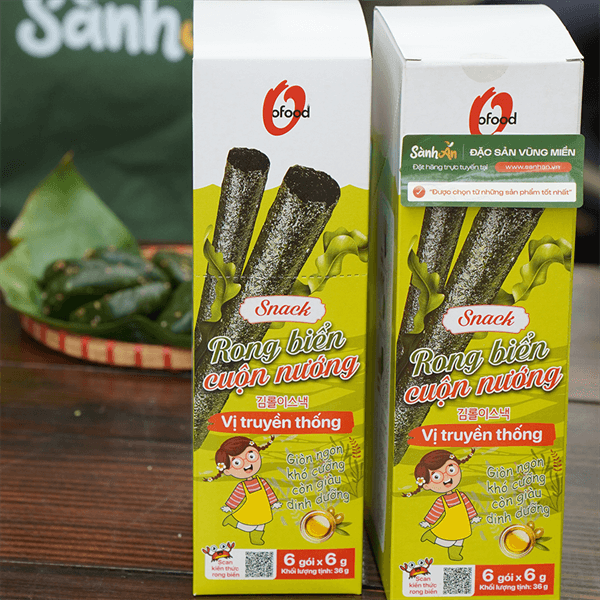 Snack Rong biển cuộn nướng 6g vị truyền thống O’food