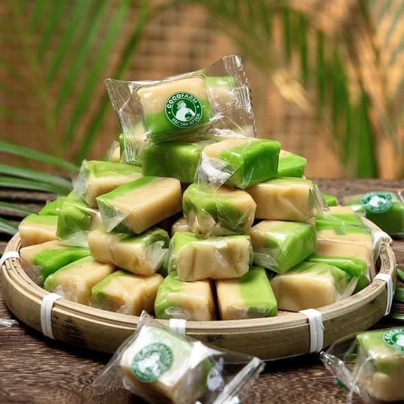 Kẹo dừa lá dứa Bến Tre ít đường 400g/hộp
