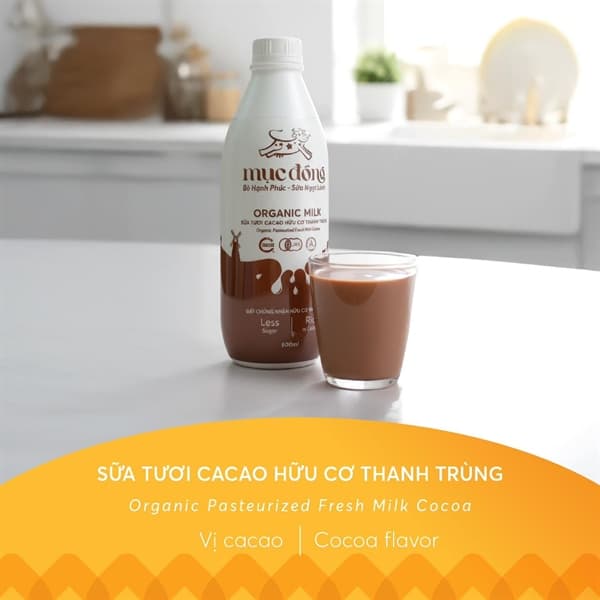 Sữa tươi cacao hữu cơ thanh trùng organic mục đồng 900ml