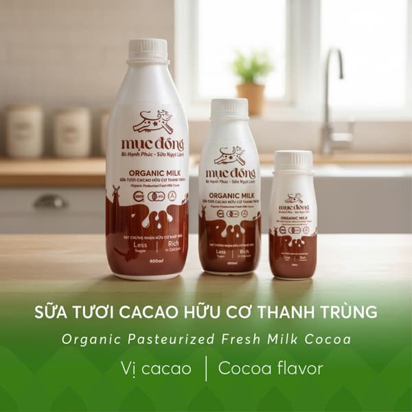Sữa tươi cacao hữu cơ thanh trùng organic mục đồng 450ml