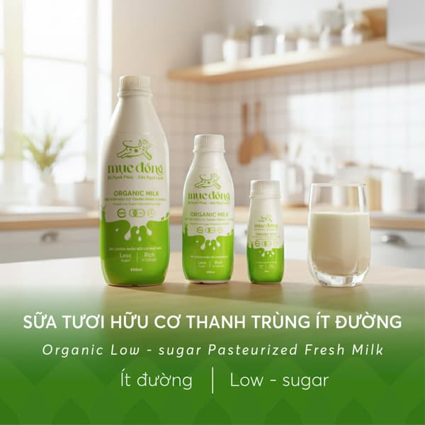 Sữa tươi hữu cơ thanh trùng organic ít đường 450ml
