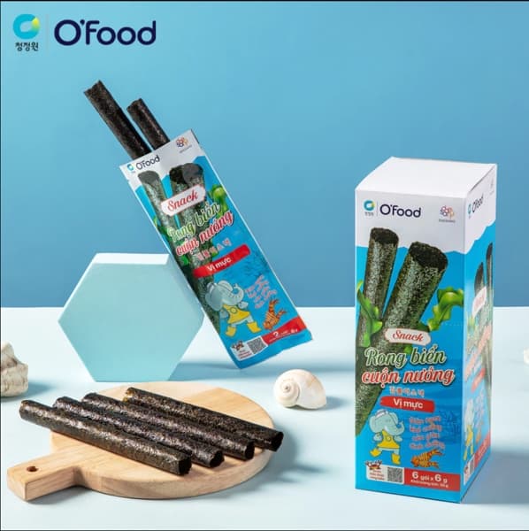 Snack Rong biển cuộn nướng 6g vị mực O’food