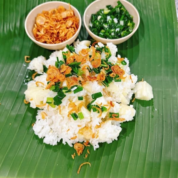 Xôi sắn mỡ hành 4