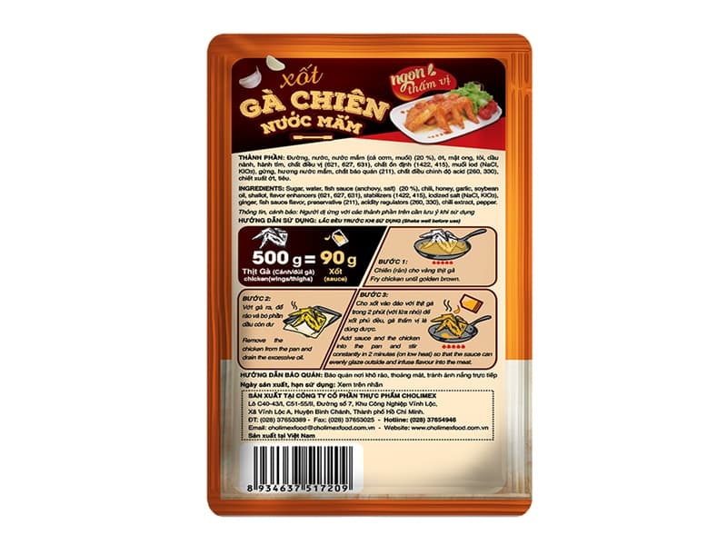 Gia vị xốt gà chiên nước mắm Cholimex 90g 2