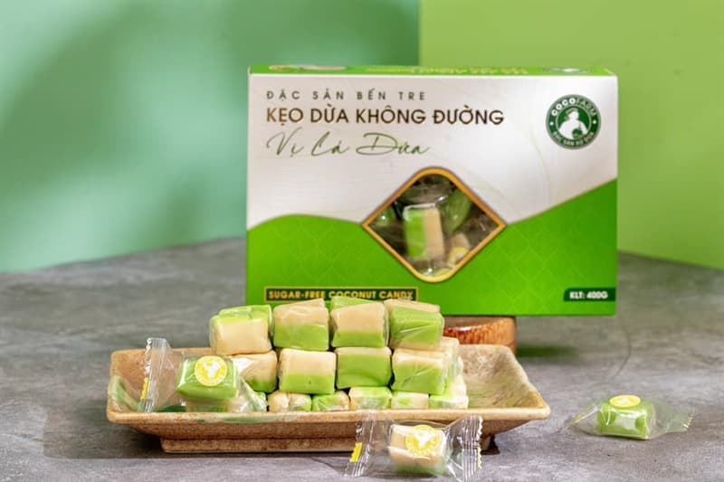 Kẹo dừa Bến Tre không đường vị lá dứa 400g 2